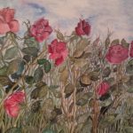 Arte en acuarela y acrílico - Rosas bajo el cielo - Myriam Segrelles - Pintora artística